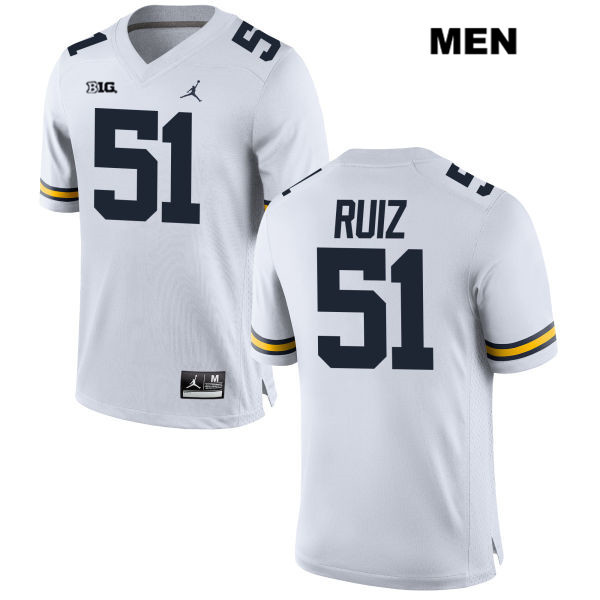 Men's NCAA Michigan Wolverines Cesar Ruiz #51 White Jordan Brand Authentic Stitched Football College Jersey RV25V84GB